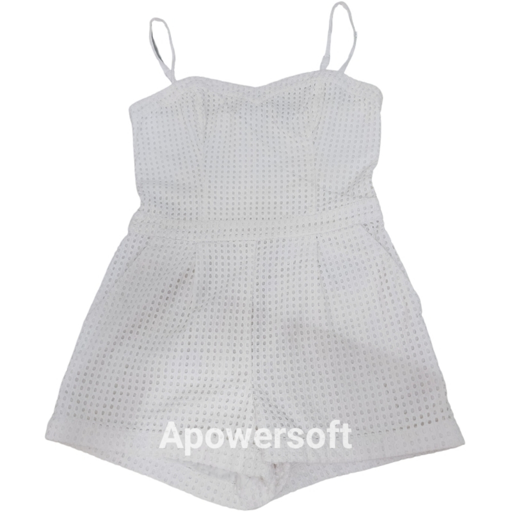 Guess White Eyelet Shorts Romper